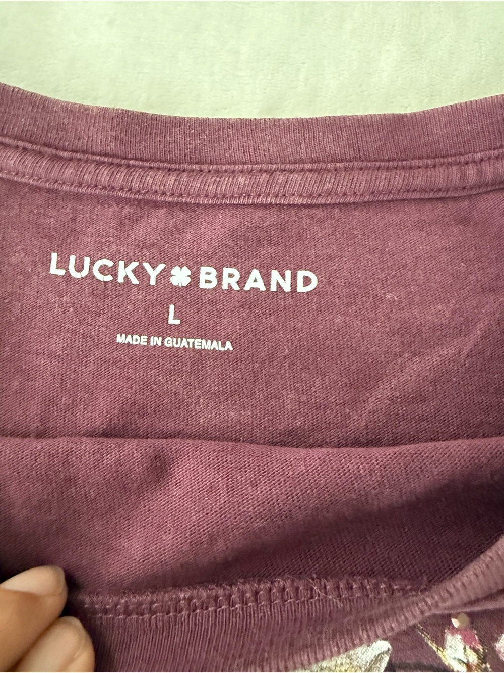 Lucky Brand Butterfly Floral Graphic Tee - Berry with Yellow Butterfly L e07 - Picture 3 of 6